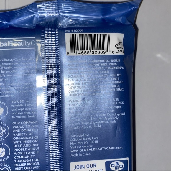 2 pk global beauty care retinol cleansing clothes wipes NEW - Picture 9 of 9